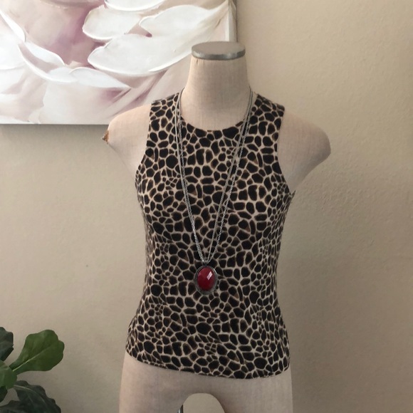 Ann Taylor Stretchy Sleeveless Top Women Animal Print - Picture 1 of 1